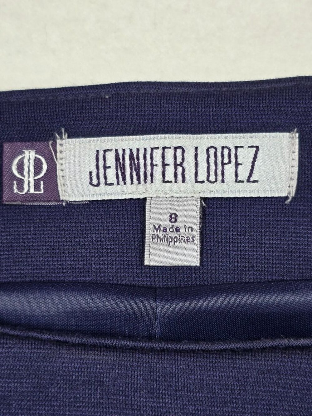 Jennifer Lopez Womens Navy Sheath Dress Size 8 Sleeveless Side Zipper - Picture 2 of 5